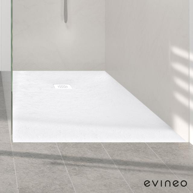 Evineo ineo Receveur de douche rectangulaire, set intégral blanc, avec surface antidérapante