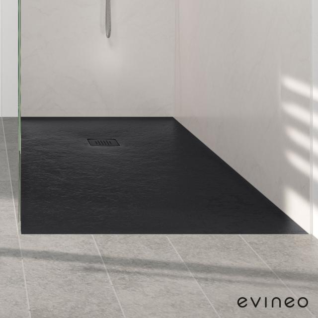 Evineo ineo square/rectangular shower tray complete set black, with anti-slip surface