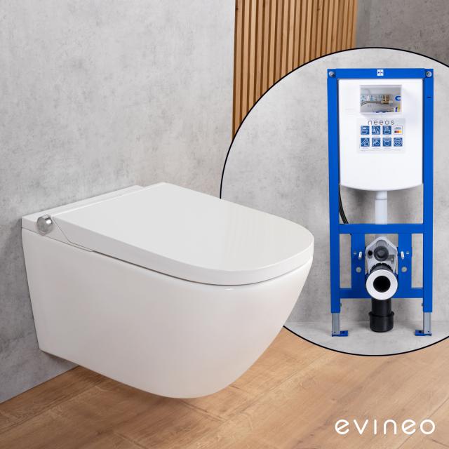 evineo ineo3 wall-mounted shower toilet softcube, neeos VWTB toilet on-the-wall element, installation & connection accessories white
