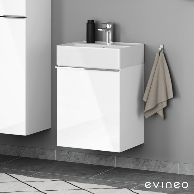Evineo ineo4 Handwaschbeckenunterschrank mit 1 Tür, mit Griff weiß hochglanz