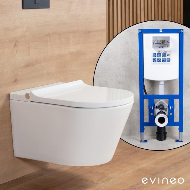 evineo ineo4 & ineo5 wall-mounted shower toilet soft with seat heating, neeos VWTB toilet on-the-wall element, installation & connection accessories