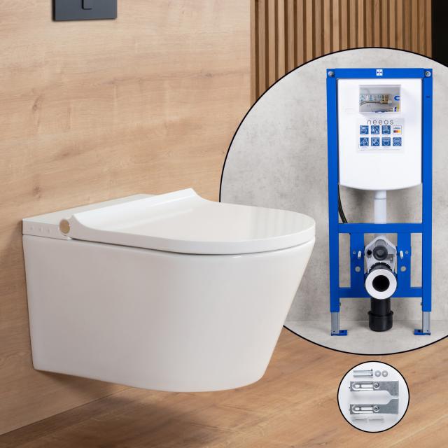 evineo ineo4 & ineo5 wall-mounted shower toilet soft with seat heating, neeos VWTB toilet pre-wall element, installation & connection accessories