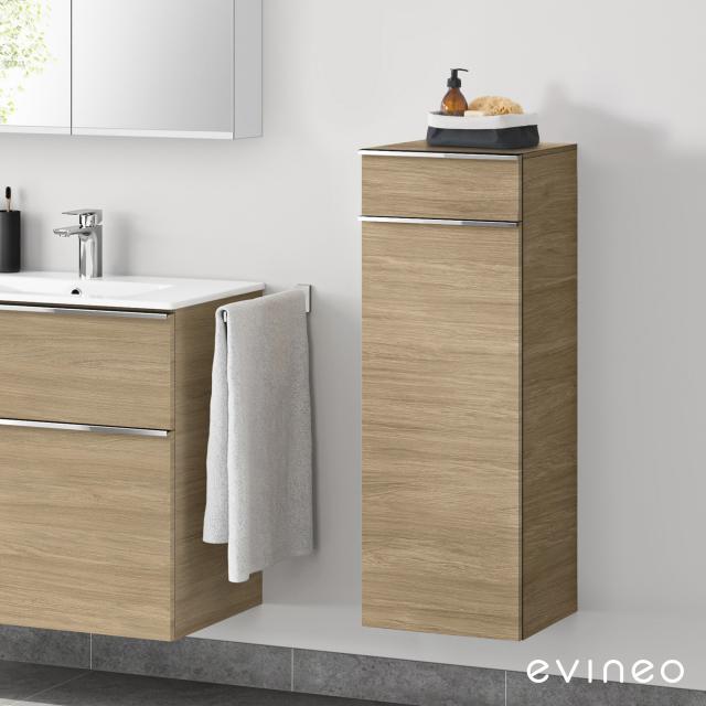evineo ineo4 side unit with 1 drawer, 1 door, with handle oak