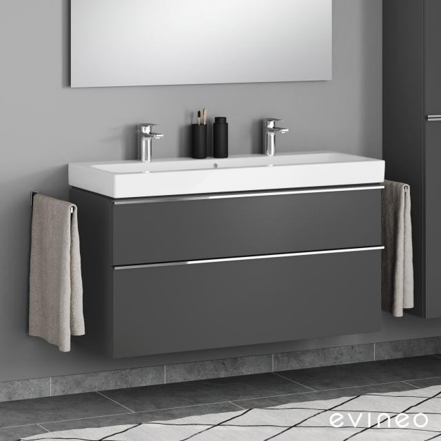 evineo ineo4 vanity unit for double washbasin with 2 pull-out compartments, with handles matt anthracite