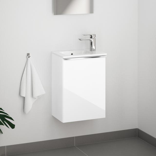evineo ineo4 vanity unit for hand washbasin with 1 door, with handle white high gloss