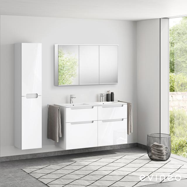 VeeBath Ceti High Gloss White Floor Standing Double Soft Close Door Vanity Basin Cabinet Furniture Unit & Ceramic Sink 600mm