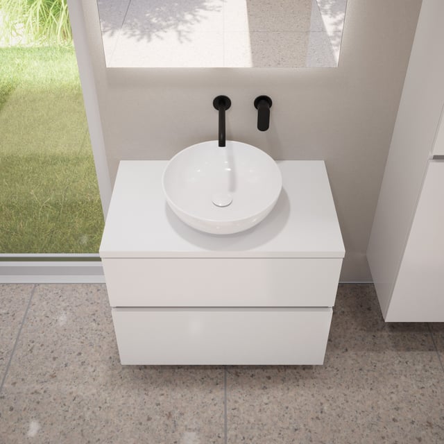 SOFE Weißer WC-Tisch - Kleiner Beistelltisch Mit Blumenform, 30,5x30,5x49,3 Cm, Aus Holz