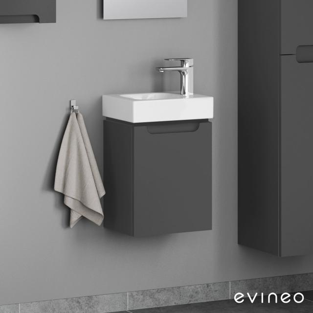 Evineo ineo5 Meuble sous lave-mains avec 1 porte et poignée encastrée Façade anthracite mat/corps du meuble anthracite mat