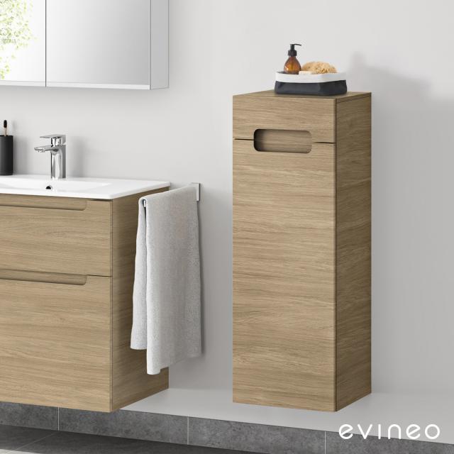 evineo ineo5 side unit with 1 drawer, 1 door, with recessed handle oak