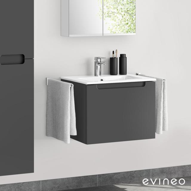 Evineo ineo5 washbasin and vanity unit with 1 pull-out compartment, with recessed handle front matt anthracite / corpus matt anthracite