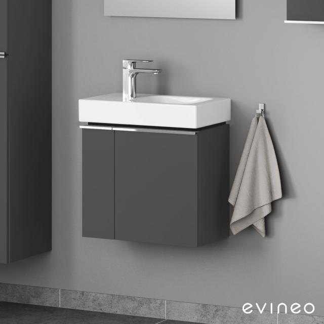Geberit iCon hand washbasin mit evineo ineo4 vanity unit with 2 doors, with handle matt anthracite, basin white, with KeraTect