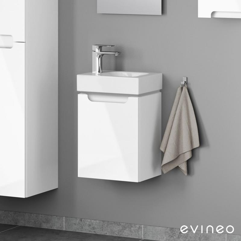 Evineo ineo5 Meuble sous lave-mains avec 1 porte et poignée encastrée, BE0316WH