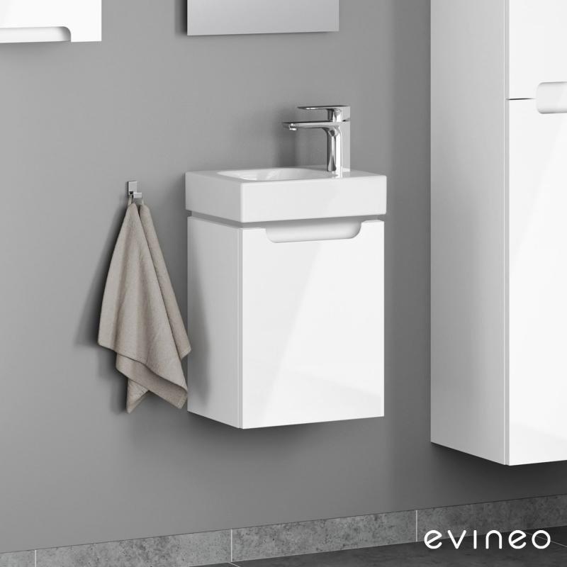 Evineo ineo5 Meuble sous lave-mains avec 1 porte et poignée encastrée, BE0315WH