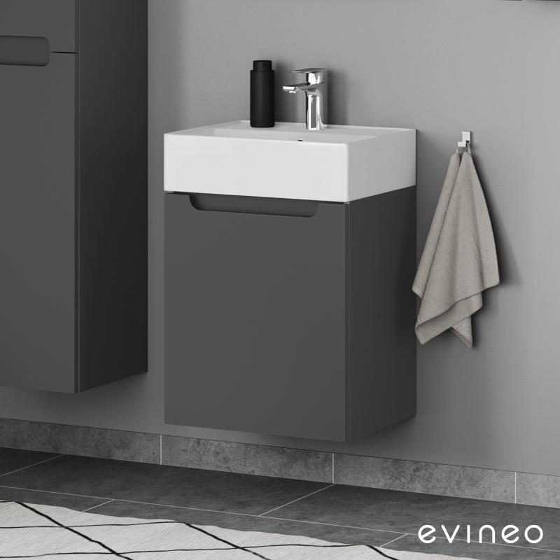 Evineo ineo5 Meuble sous lave-mains avec 1 porte et poignée encastrée, BE0353AN