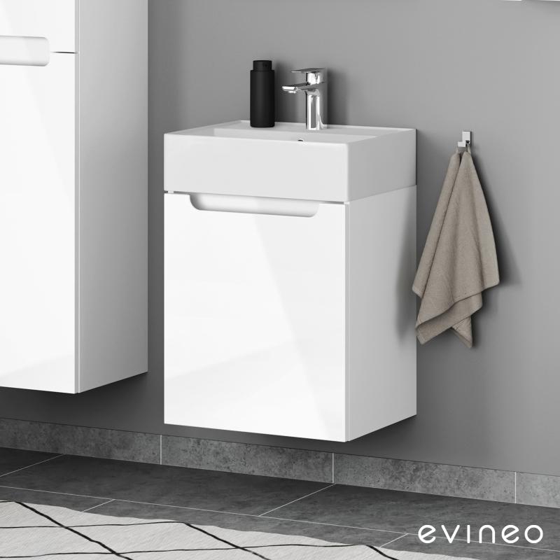 Evineo ineo5 Meuble sous lave-mains avec 1 porte et poignée encastrée, BE0353WH