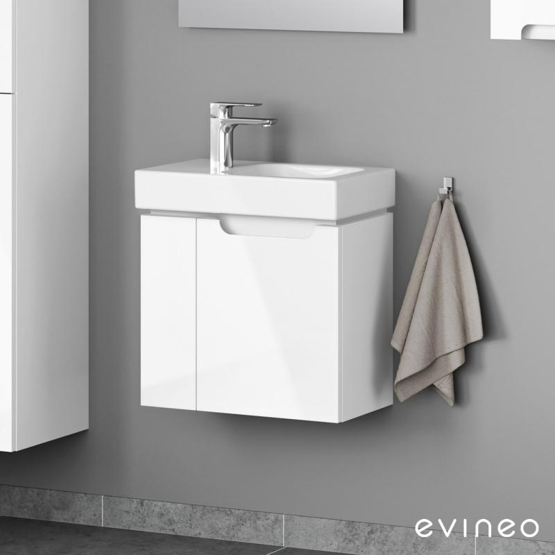 Evineo ineo5 Meuble sous lave-mains avec 2 portes et poignée encastrée, BE0318WH