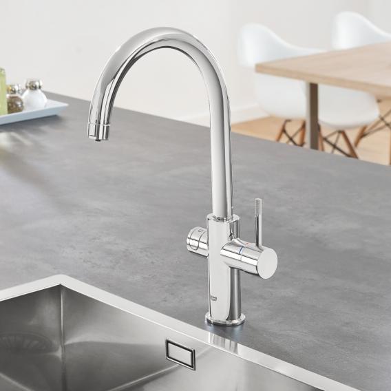 Grohe Blue Home the NEW kitchen fitting with filter function, C spout chrome