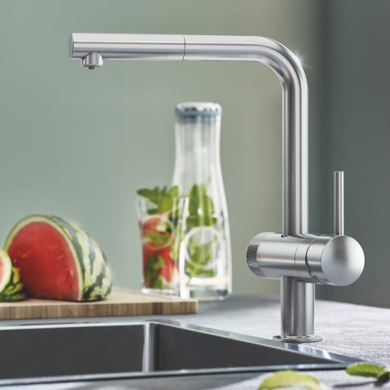 Geletterdheid Mainstream Chronisch Grohe Blue Minta the NEW lever kitchen mixer tap, with filter function,  with pull-out spout supersteel - 30382DC0 | REUTER
