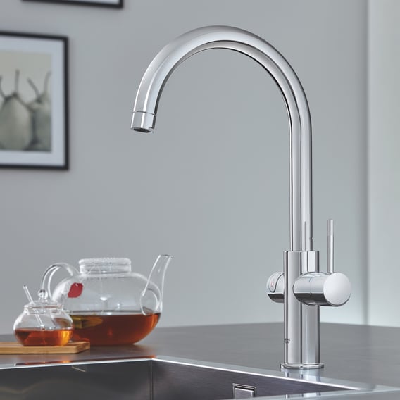 Grohe Red the NEW kitchen fitting with filter function for boiling hot water, C-shaped spout chrome - | REUTER