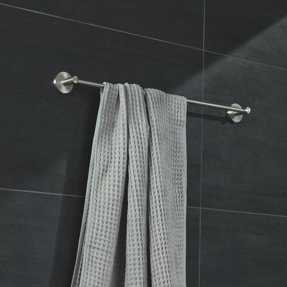 Portasciugamani Moderno Da Parete 61 Cm - Acciaio Inox SUS304, Nichel Spazzolato - Per Bagno Piccolo - 3