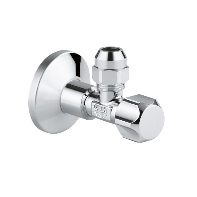 Grohe angle valve 3/8" x 3/8" slide-on escutcheon, with compression joint not self-sealing