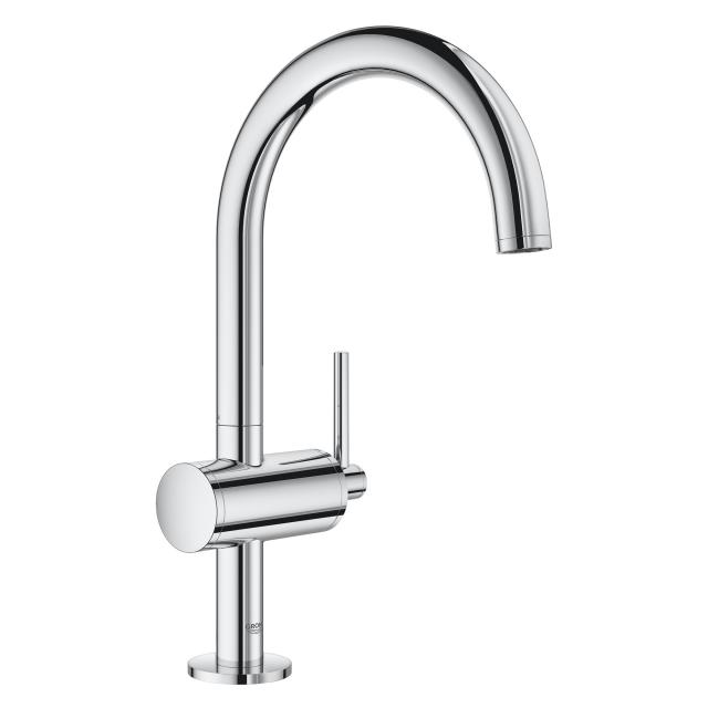 Grohe Atrio single lever basin fitting L size with Push-Open waste valve, chrome