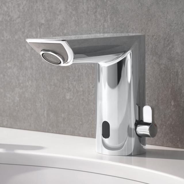 Grohe Bau Cosmopolitan E infrared basin fitting, with temperature control battery-powered
