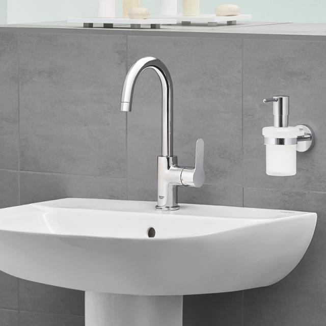Grohe BauEdge single lever basin mixer, L-Size with plastic pop-up waste set