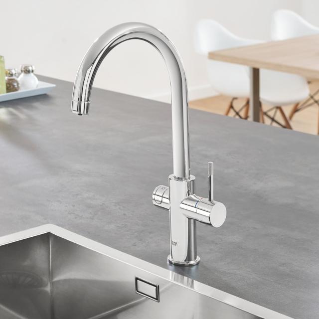 Grohe Blue Home the NEW single-lever kitchen mixer tap, with filter function chrome