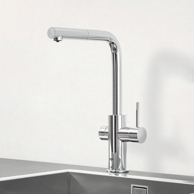 Grohe Blue Professional the NEW kitchen fitting with filter function, L spout extendable chrome
