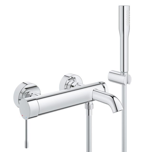 Grohe Essence single-lever bath mixer, wall-mounted, with hand shower set