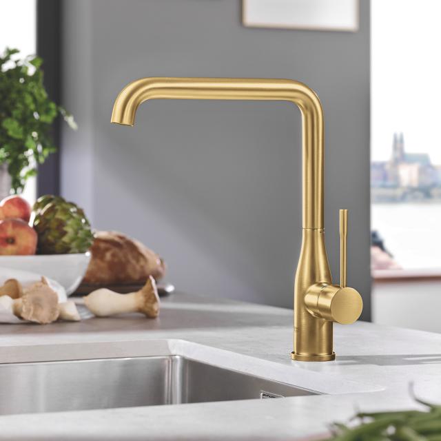 Grohe Essence single-lever kitchen mixer tap brushed cool sunrise