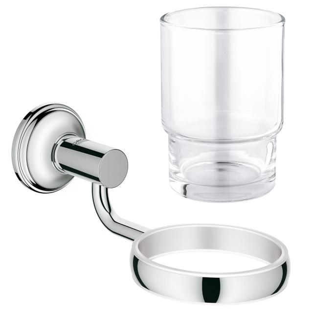 Grohe Essentials Authentic bathroom set, crystal tumbler and holder chrome