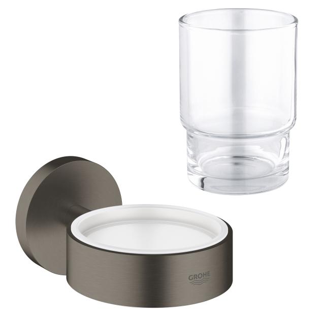 Grohe Essentials tumbler with holder brushed hard graphite