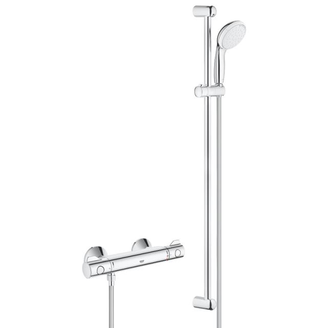 Grohe Grohtherm 800 thermostatic shower mixer with shower set 600, wall-mounted H: 920 mm