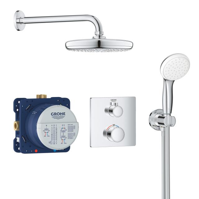 Grohe Grohtherm concealed shower system, square with Tempesta 210 overhead shower