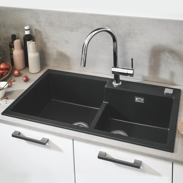 Grohe K500 double kitchen sink black granite