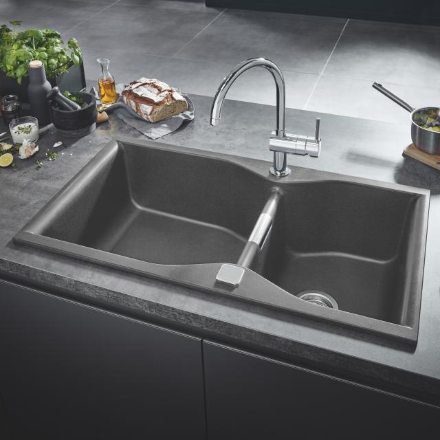 Grohe K700 drop-in, double kitchen sink granite grey