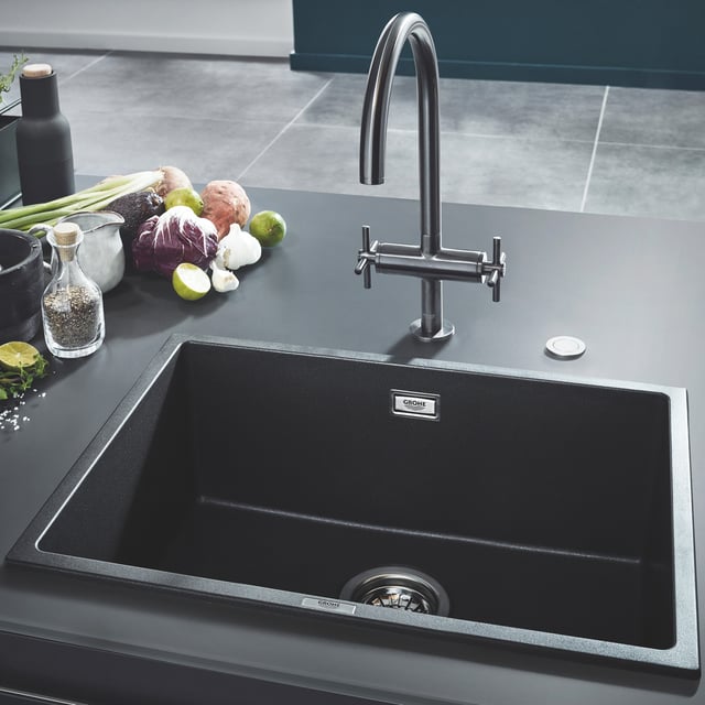 Grohe Kit Evier cuisine K400 à encastrer 965x500mm Acier inoxydable +  Mitigeur douchette extractible 2 jets (31567SD0-SET5) ❘ Bricoman