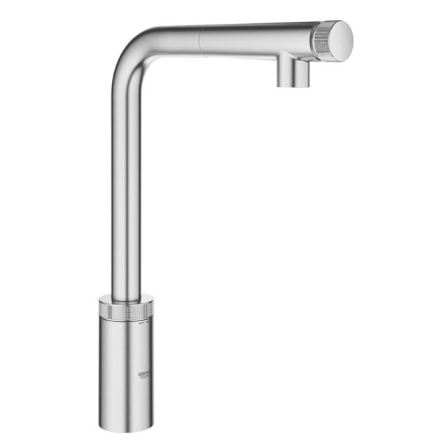 Grohe Minta single SmartControl kitchen mixer tap, with pull-out spout supersteel