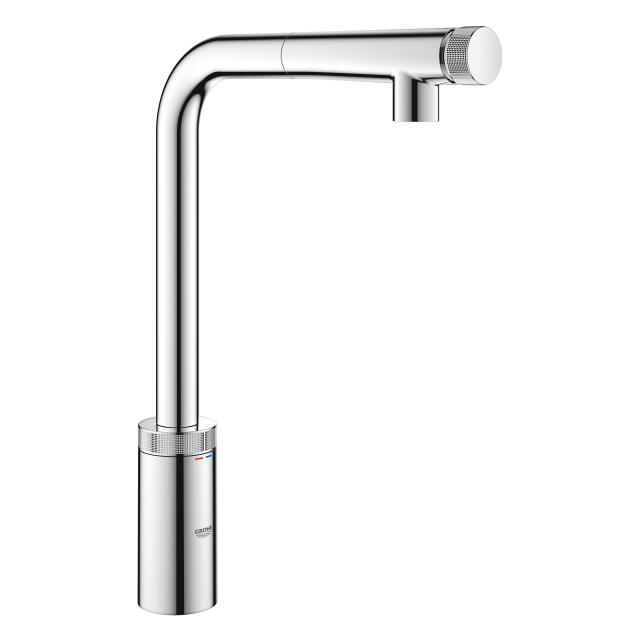 Grohe Minta SmartControl kitchen fitting with pull-out spout chrome