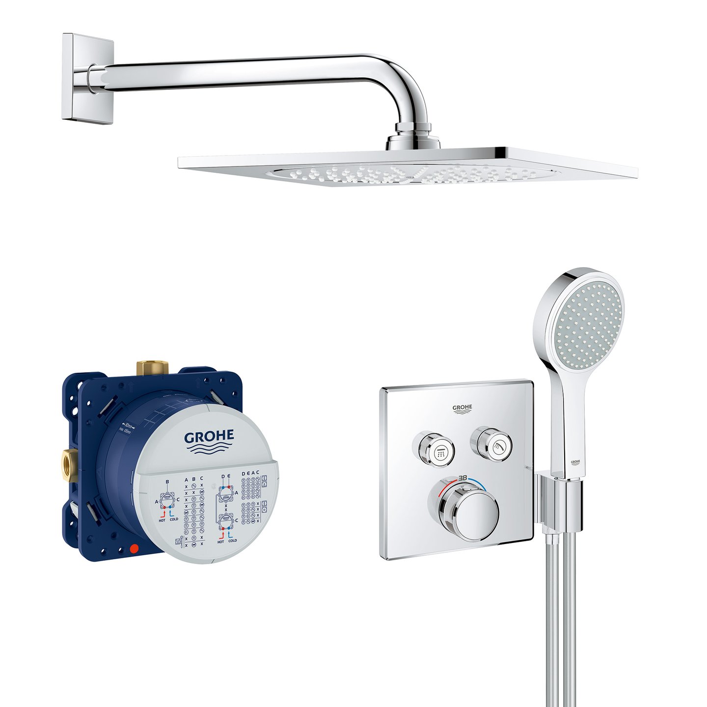 Thriller Beroep Fruit groente Grohe Grohtherm SmartControl shower system with thermostat & Rainshower  F-Series 10" overhead shower - 34742000 | REUTER