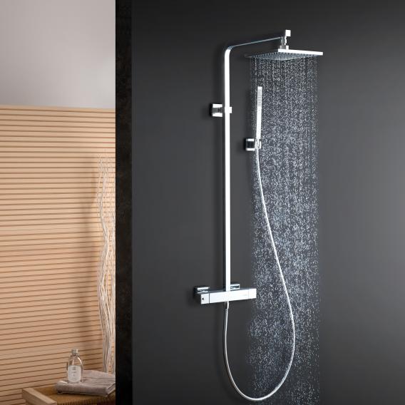 Fortis Spa flat 200 M shower system with metal stick hand shower and metal overhead shower