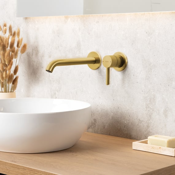 Rubinetto Lavabo 3 Fori 2 Maniglie – Nichel Spazzolato – Bocca Girevole 360° Con Scarico Pop-Up