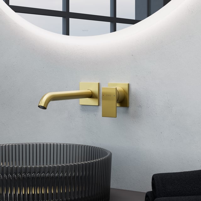 Rubinetti Lavabo A Muro Rubinetto Per Lavabo A Parete A Scomparsa Interamente In Rame Nero Presa A Muro Pre-Incorporata Rubinetto Per Lavabo Incorporato Con Acqua Calda E Fredda Nero