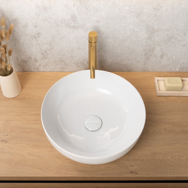 Rubinetto per bidet dorato con due maniglie per lavabo da bagno in ottone monoforo montato sul ponte - Finitura dorata di lusso premium