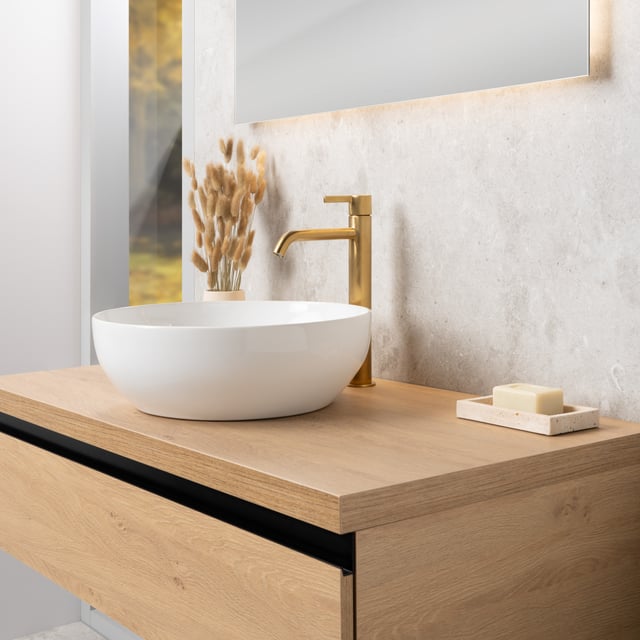 Fortis Bria Extra Large rubinetto lavabo con corpo rubinetto rialzato PVD oro spazzolato - T2205002BG