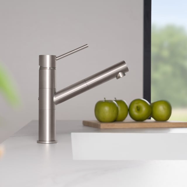 Fapully Küchenarmatur Mit Herausziehbarem Sprühgerät - Gebürstetes Nickel Für Einloch/3-Loch