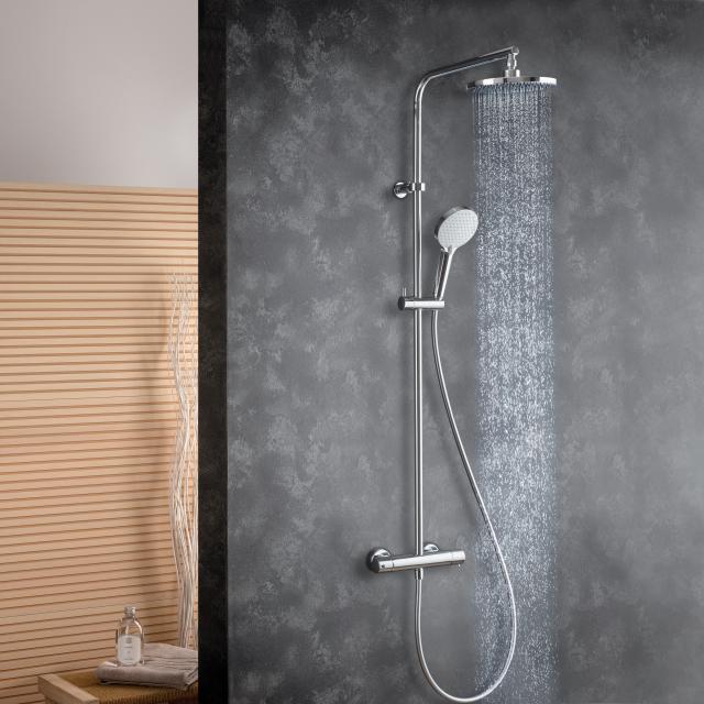 Fortis Pure flat 200 M shower system with 3 jet hand shower and overhead shower