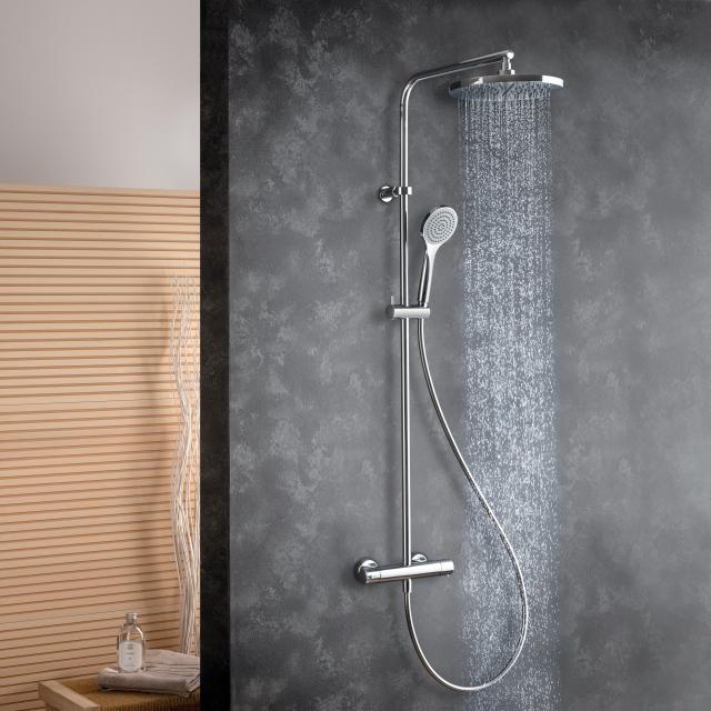 Fortis Pure flat 250 XL shower system with 1 jet hand shower and overhead shower